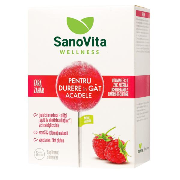 Acadele Fara Zahar pentru Calmarea Durerilor de Gat Sano Vita Wellness, 5 buc