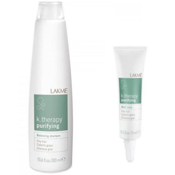 Set pentru par si scalp gras lakme, purifying sampon 300 ml + matt mask 6x15 ml