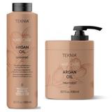 Set pentru par uscat Lakme, Argan Oil Sampon 1000 ml + Tratament 1000 ml