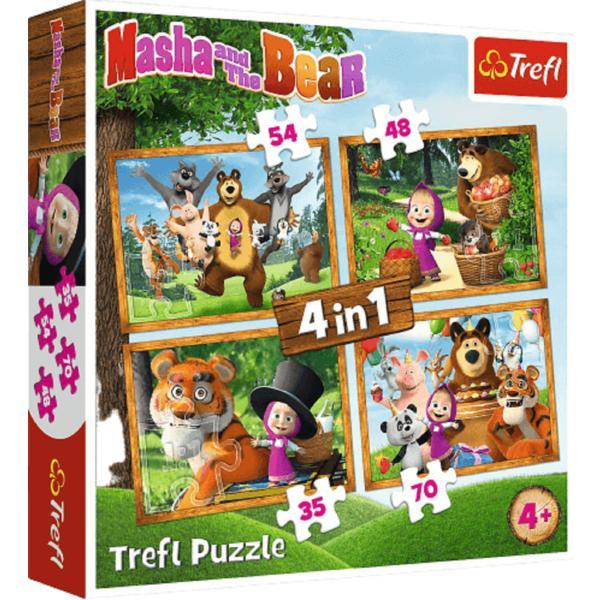 Puzzle 4 in 1. masha si ursul in padure