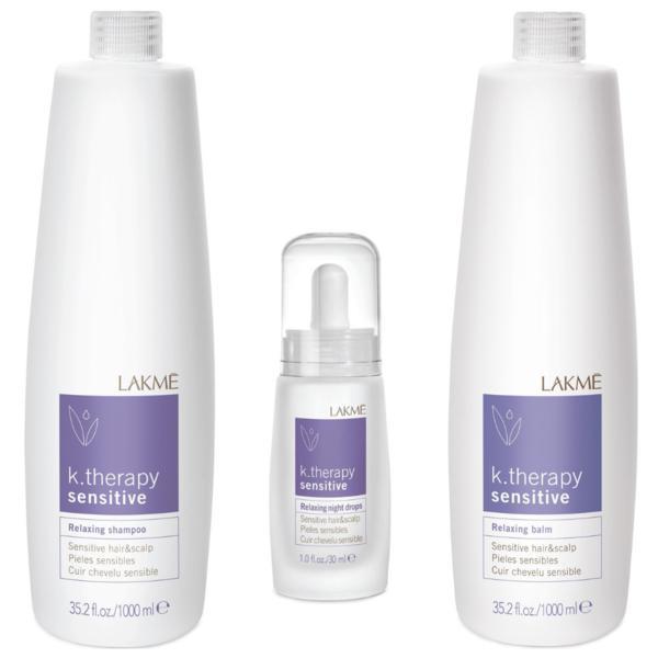 Set pentru par si scalp sensibil Lakme, Sensitive Sampon 1000 ml + Balsam 1000 ml + Night Drops 30 ml 1000