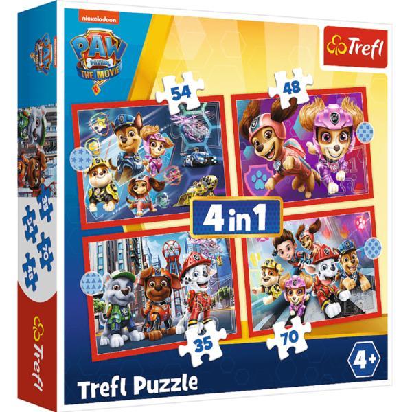 Puzzle 4 in 1. patrula catelusilor in oras