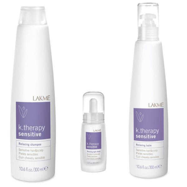 Set pentru par si scalp sensibil Lakme, Sensitive Sampon 300 ml + Balsam 300 ml + Night Drops 30 ml esteto.ro imagine noua