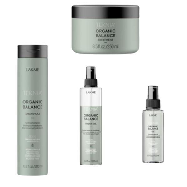 Set pentru hidratare intensiva, lakme, organic balance sampon 300 ml + tratament 250 ml + hydra oil 200 ml + oil 100 ml