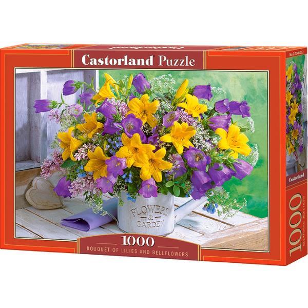 Puzzle 1000. bouquet of lilies and bellflowers