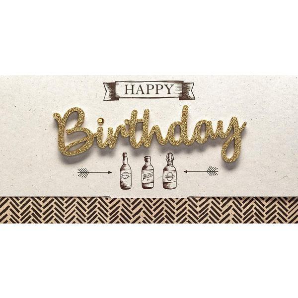 Felicitare „happy birthday„ – arta literelor frumoase, cu plic alb, 22 x 11 cm