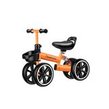 Bicicleta echilibru fara pedale, 4 roti, 12 inch, pentru copii 2-5 ani, Portocalie, OEM