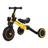 Tricicleta transformabila in bicicleta de echilibru fara pedale, 4 in 1, Pentru copii 2 - 5 ani, Galbena, Pedale detasabile, Suport pedale si roti EVA, Oem