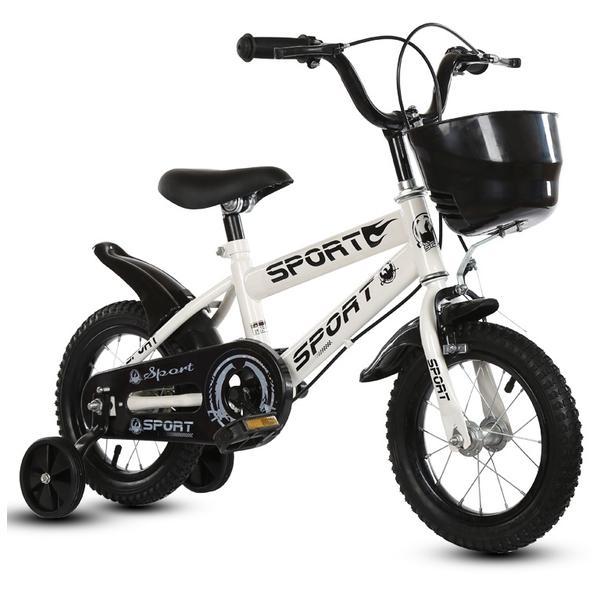 Bicicleta pentru copii cu roti ajutatoare si frane, 16 inch, Alba, Oem