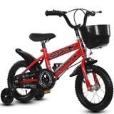 Bicicleta pentru copii cu roti ajutatoare si frane, 12 inch, Rosie, Oem