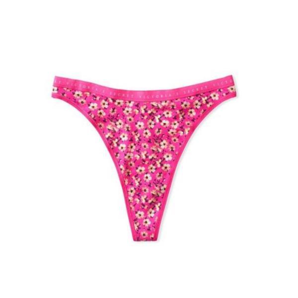 Chiloti victoria's secret, cotton high leg thong, roz cu model floral, s