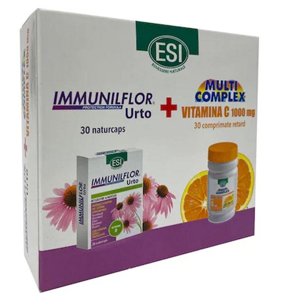 Pachet Immunilflor Urto ESI, 30 capsule + Vitamina C Multi Complex 1000 mg retard ESI, 30 capsule