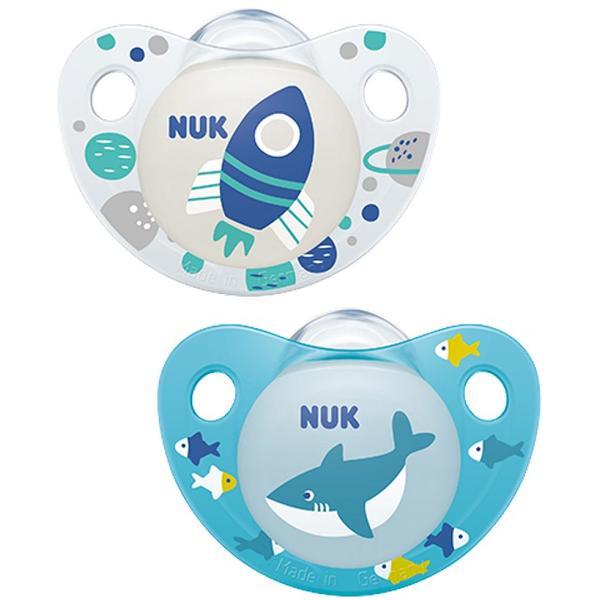 Suzeta trendline adore blue nuk, m2 6-18 luni, 2 buc
