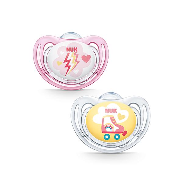 Suzeta freestyle din silicon pink nuk, m1 0-6 luni, 2 buc