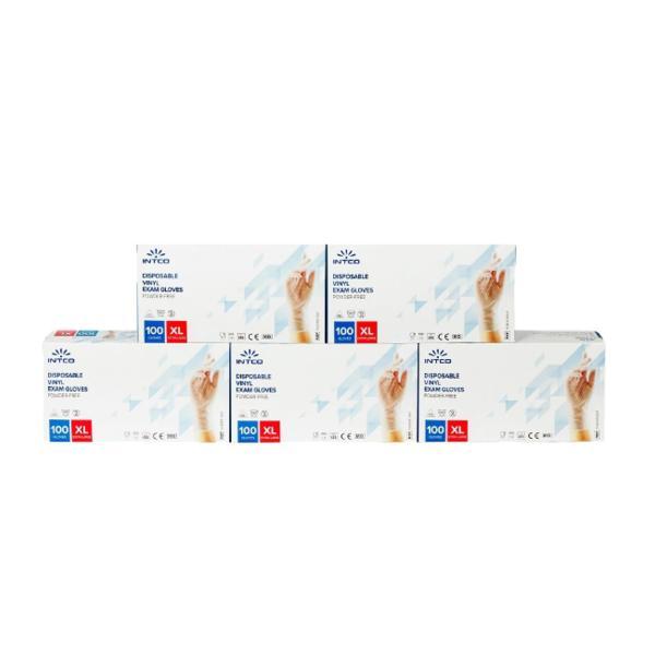 Set manusi de examinare de unica folosinta din vinil, intco, xl, 5cutii x 100buc