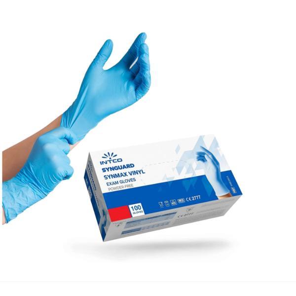 Manusi de examinare de unica folosinta synmax din vinil, fara pudra, intco, l, 100 buc