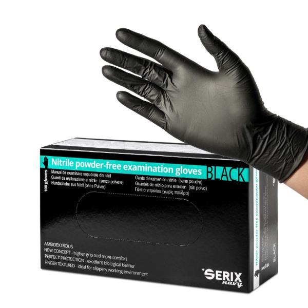 Set 100 manusi nitril negre serix navy by tg medical l