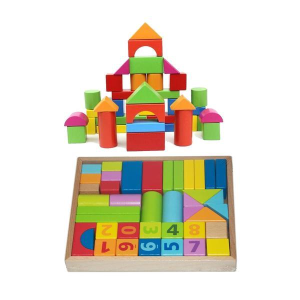 Set 38 cuburi constructie din lemn,7toys