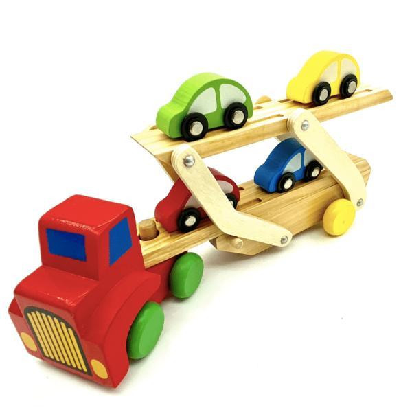 Camion transportator din lemn cu 4 masinute,7Toys