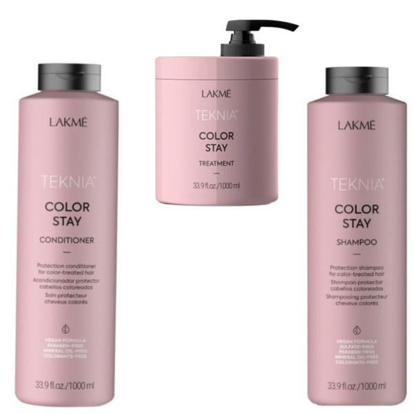 Set cadou pentru parul vopsit, Lakme Teknia Color Stay Sampon 1000 ml, Balsam 1000 ml, Tratament 1000 ml 1000 imagine noua