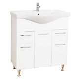 Baza si lavoar baie GN1531 - 75 cm alb cu sertare
