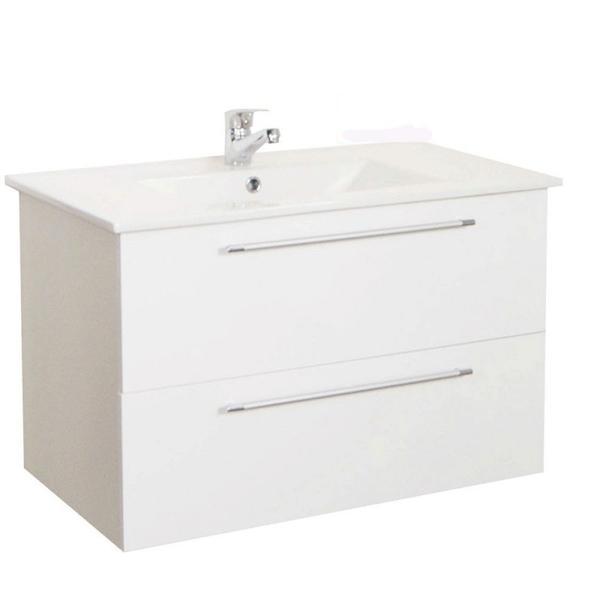 Baza si lavoar gn0541 - 90 cm, suspendat, sertare, alb