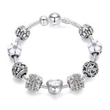 Bratara charm, Hovanci, din alama placata cu argint, dimeniune 18 cm, culore alb, model WMSL0403