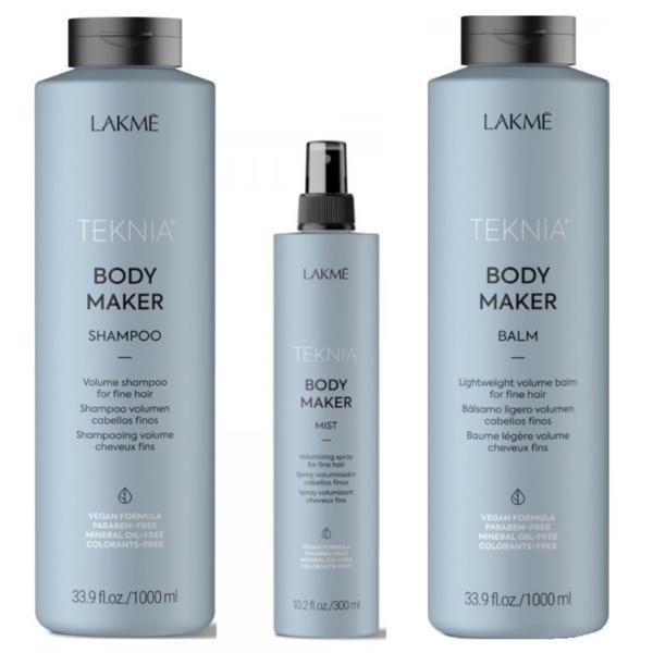 Set Cadou pentru par gras si lipsit de volum, Lakme Teknia Body Maker, Sampon 1000 ml, Balsam 1000 ml, Tratament Spray 300 ml 1000 imagine noua