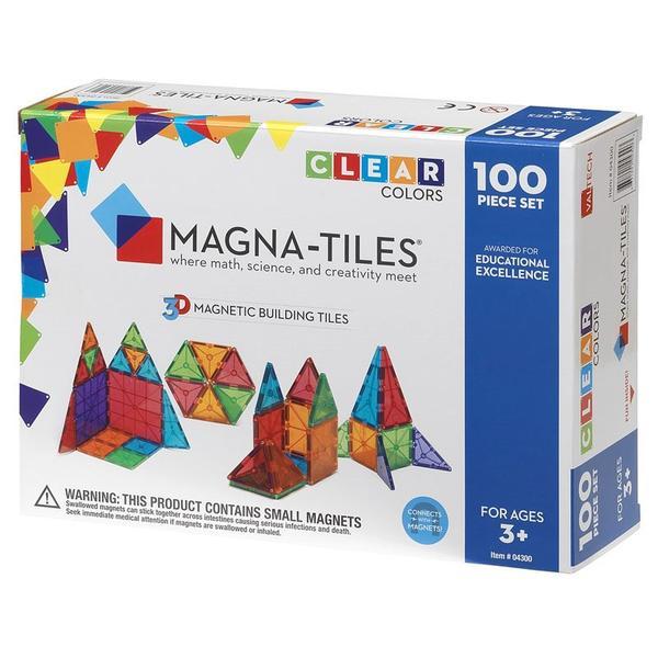 Set magnetic magna-tiles clear colors, 100 piese,7toys