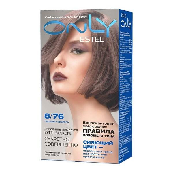 Vopsea-gel permanenta pentru par estel only, 8/76 blond inchis maro-violet