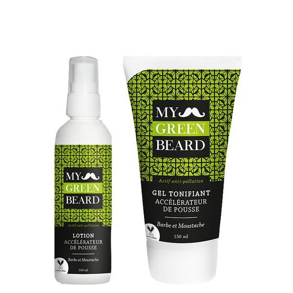 Pachet Promo pentru crestere barba si mustata - Lotiune acceleratoare si Gel tonifiant stimulant 100ml + 150ml My Green Beard