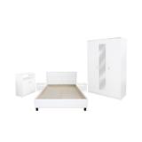Set Dormitor Soft alb cu pat tapitat Alb pentru saltea 160x200 cm