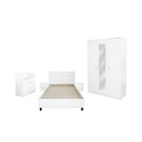 Set Dormitor Soft alb cu pat tapitat Alb pentru saltea 120x200 cm