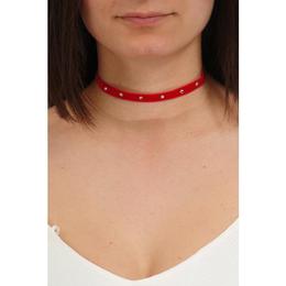 Colier choker ganelli cu cristale swarovski elements si catifea cu dublura de satin rosu