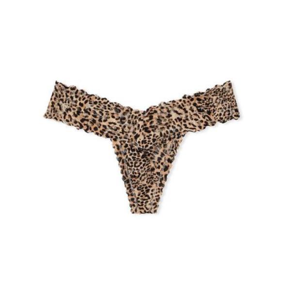 Chiloti tanga Victoria's Secret, Lace-up Thong Panty, Animal Print, M Intl