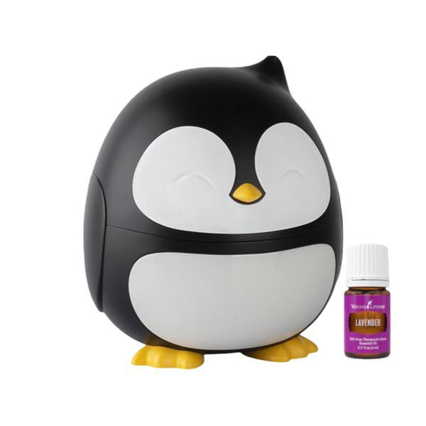 Difuzor ulei esential pinguin, include ulei esential lavanda 5ml, sunete albe, 7 optiuni de lumina