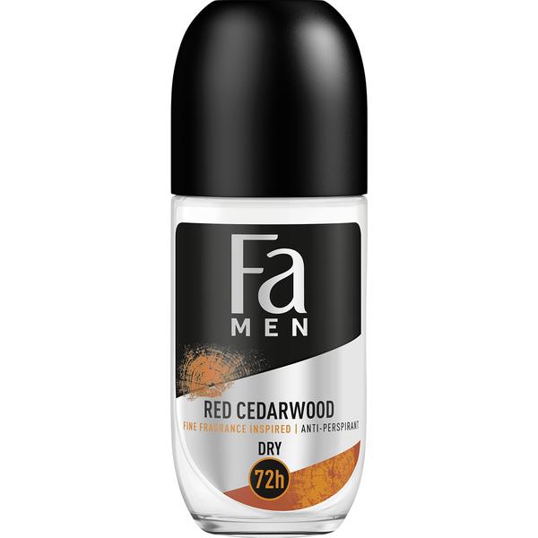 Deodorant Roll-on Antiperspirant pentru Barbati Red Cedarwood Dry 72h Fa Men, 50 ml 72h poza noua reduceri 2022