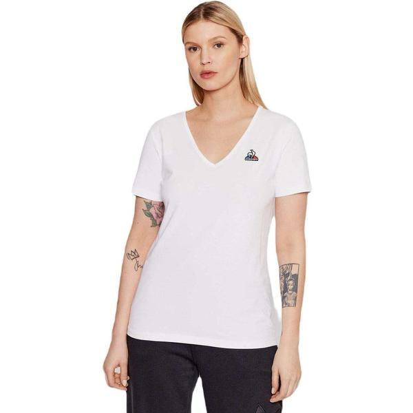Tricou femei le coq sportif ess tee ss col v n1 2210511, l, alb