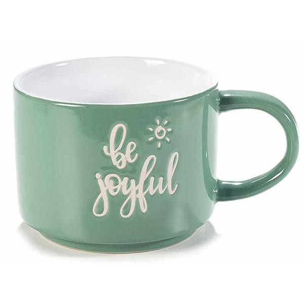 Cana din ceramica verde alb ø 9 cm x 7 h