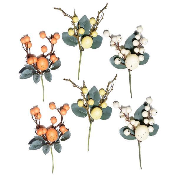 Set 6 crengute artificiale decorate cu oua 19 cm