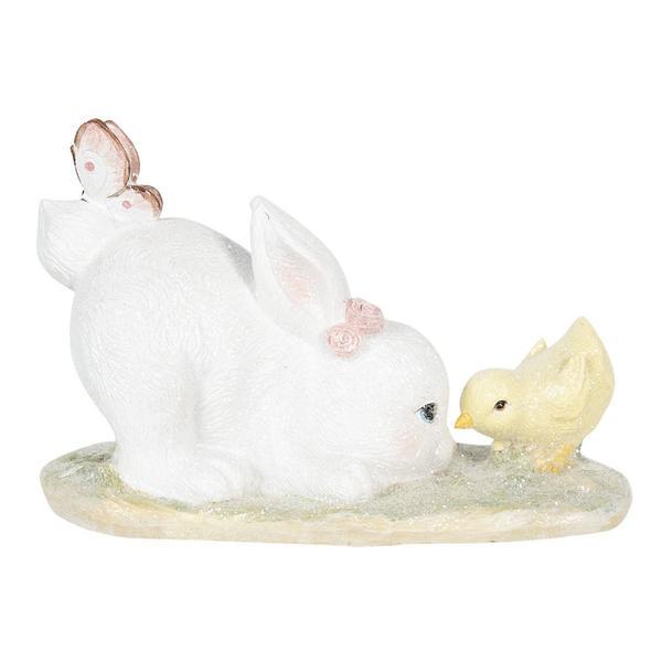 Figurina iepuras paste cu puisor din polirasina 25x12x16 cm