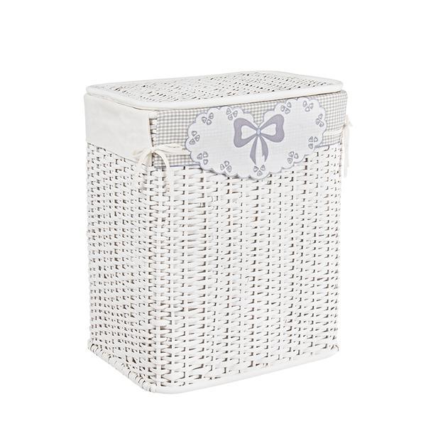 Cos rufe alb din rattan alb kis 38x25x48 cm