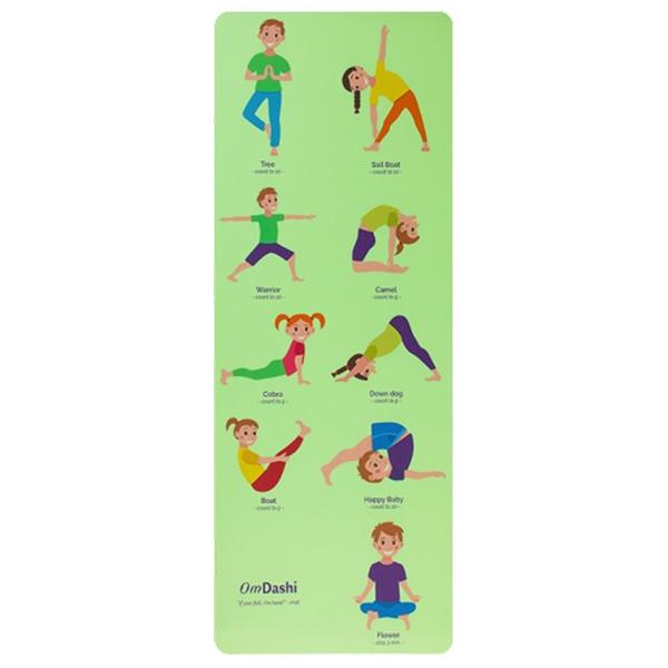 Saltea Yoga pentru Copii OmDashi, 153cmx 61cmx 0.6 cm, TPE printata UV 9 posturi yoga, 1 buc