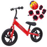 Bicicleta pentru incepatori cu echipament protectie, Fara pedale, Pentru copii intre 2 - 5 ani, Rosie