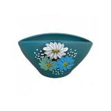 Bomboniera ceramica turcoaz cu floricele - Ceramica Martinescu