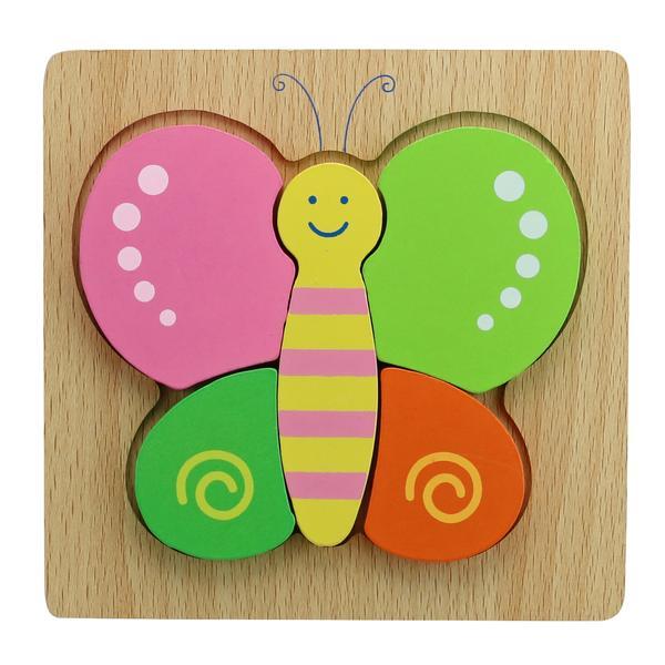 Puzzle fluture-in, lemn, incastru, 6 piese