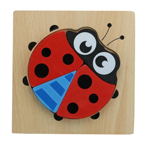 Puzzle buburuza-in, lemn, incastru, 6 piese