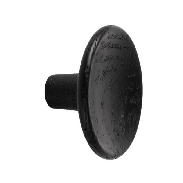 Buton din lemn pentru mobila Disc Wood, finisaj negru mat lacuit, D 38 mm