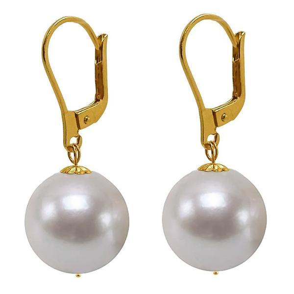Cercei kaskadda cu perle naturale edison, calitate premium aaa, perle rare gigant de 14 - 14,5 mm si aur galben de 14k
