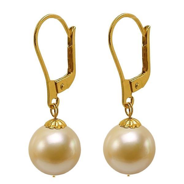 Cercei kaskadda cu perle naturale south sea, aurii, rare, calitate premium aaa, de 9-9,5 mm si aur galben de 14k